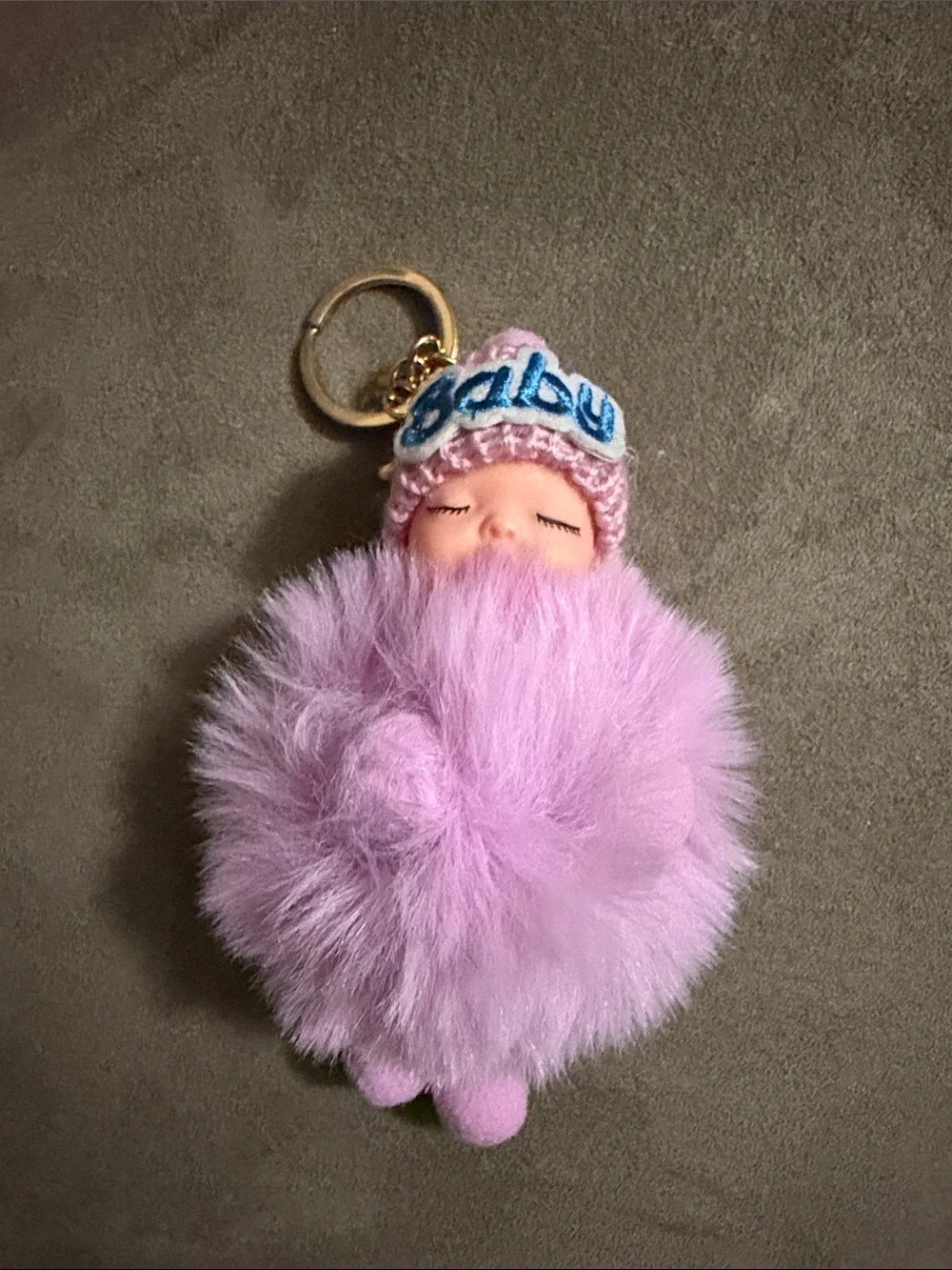 Baby Pom-Pom Plush Keychain - Red, Black, White, Blue, Purple B24